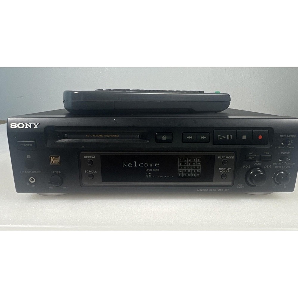 Vintage Sony MDS-S37 MiniDisc Deck Player Black Good Remote Recording Hi-Fi